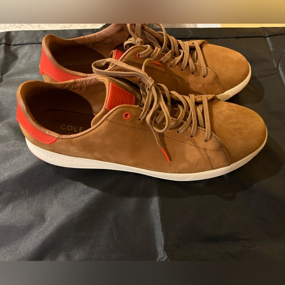 Cole Haan GrandPro OS Tennis Sneaker Tan Nubuck & Scarlet Flame Men's Size 11 W - Picture 3 of 8